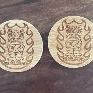 Tiki Fire "RUMMING" Wooden Coaster Set